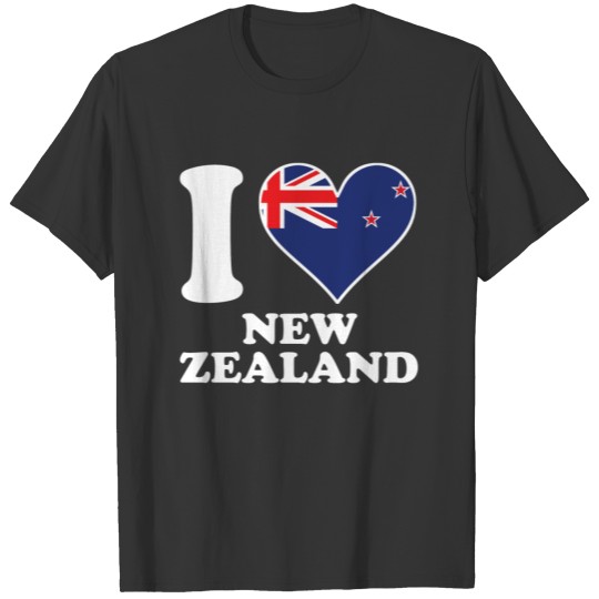 I Love New Zealand Kiwi Flag Heart T-shirt
