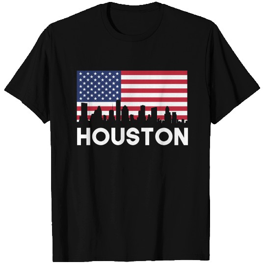 Houston TX American Flag Skyline T Shirts