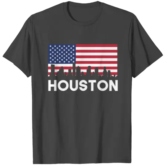 Houston TX American Flag Skyline T Shirts