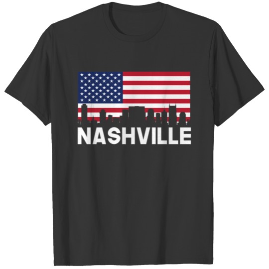 Nashville TN American Flag Skyline T-shirt