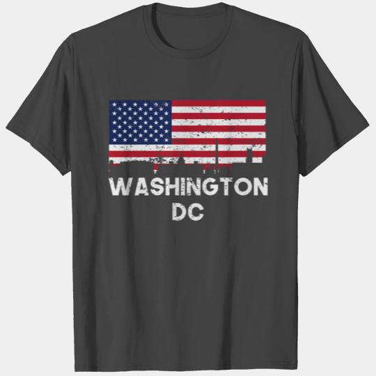 Washington DC American Flag Skyline Distressed T Shirts