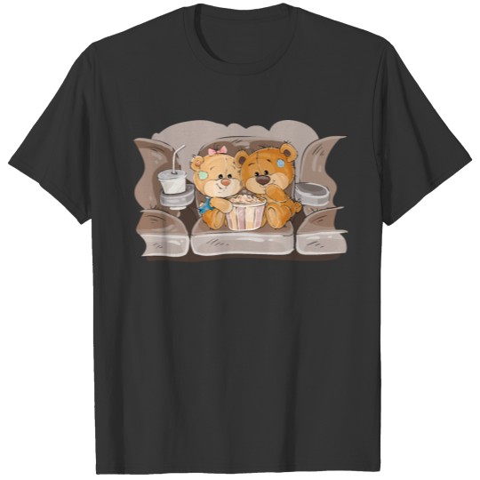 Couple bears love sofa popcorn cola animal T Shirts
