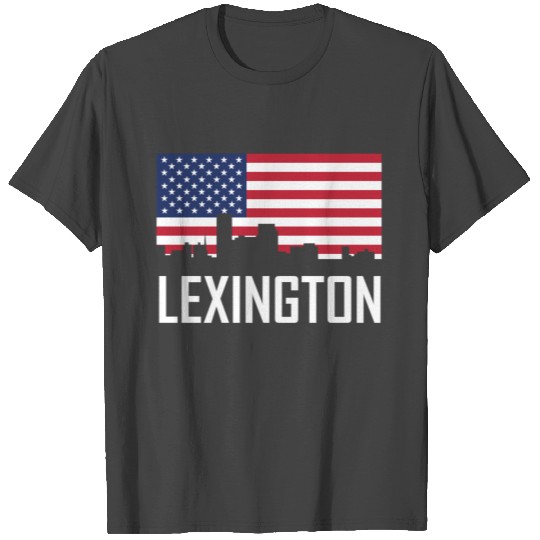 Lexington Kentucky Skyline American Flag T Shirts