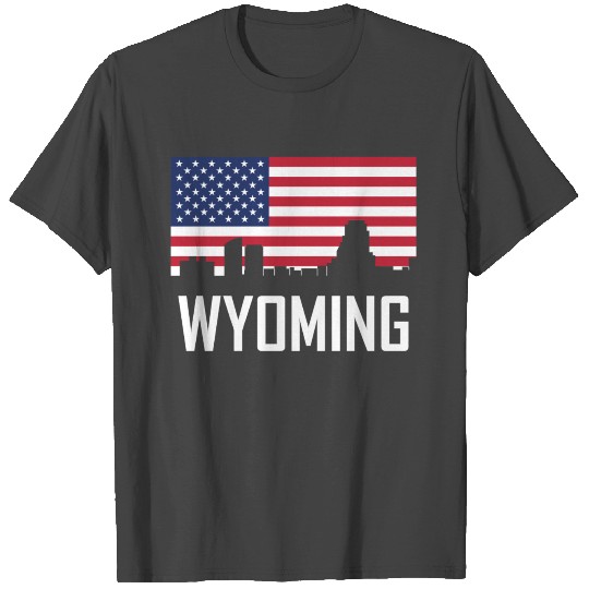 Wyoming Michigan Skyline American Flag T Shirts