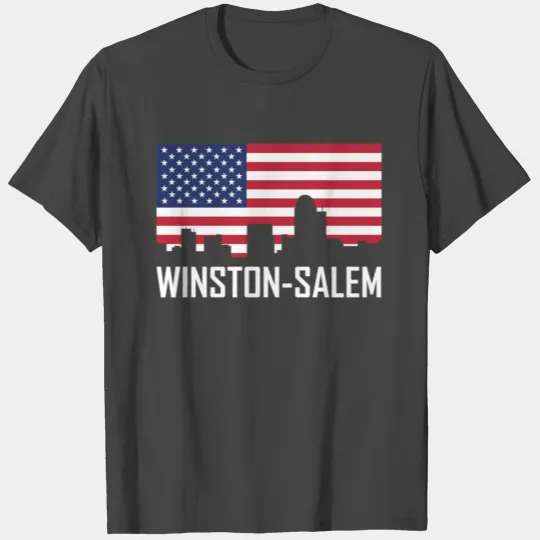 Winston-Salem North Carolina Skyline American Flag T Shirts