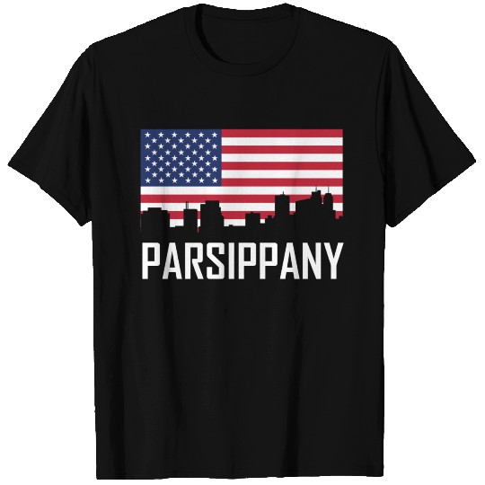 Parsippany New Jersey Skyline American Flag T Shirts