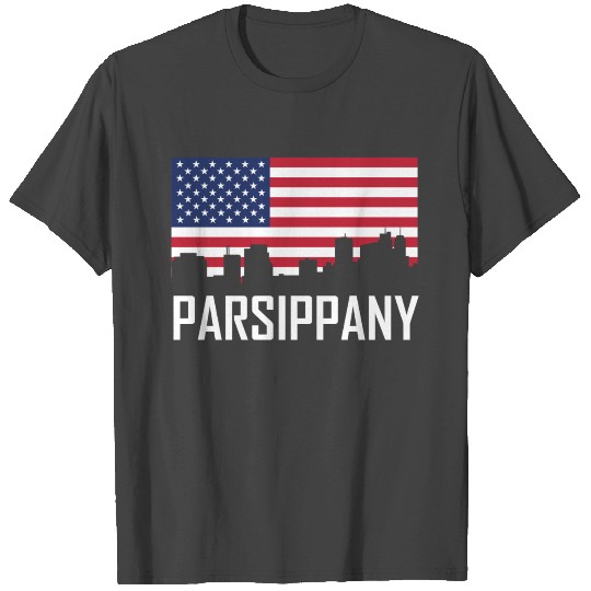 Parsippany New Jersey Skyline American Flag T Shirts
