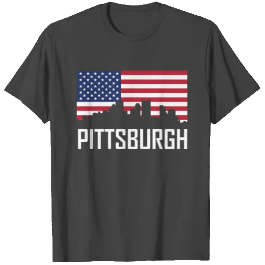 Pittsburgh Pennsylvania Skyline American Flag T Shirts