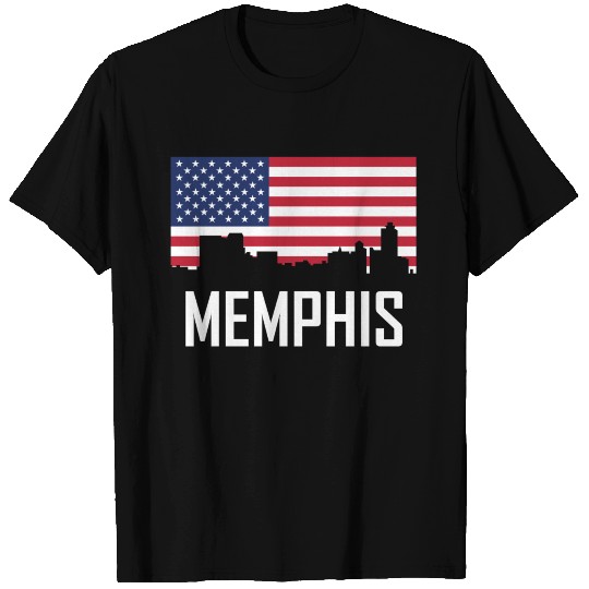 Memphis Tennessee Skyline American Flag T Shirts