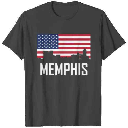 Memphis Tennessee Skyline American Flag T Shirts