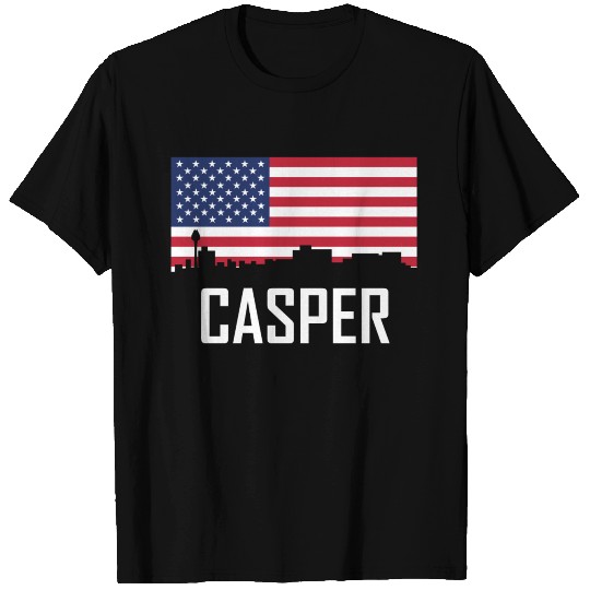Casper Wyoming Skyline American Flag T Shirts