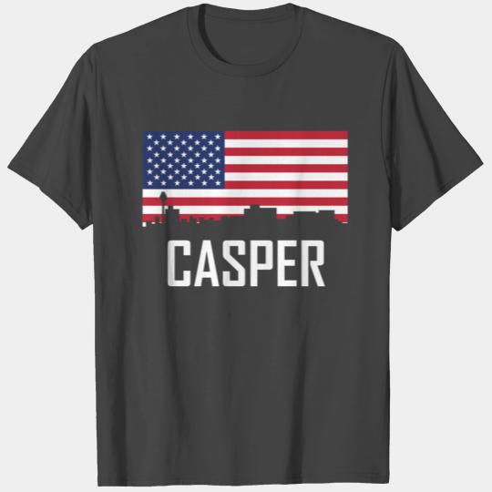 Casper Wyoming Skyline American Flag T Shirts
