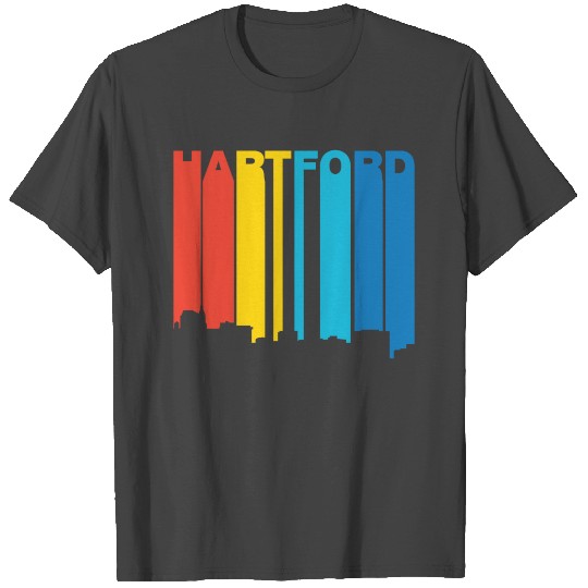 Retro 1970's Style Hartford Connecticut Skyline T Shirts