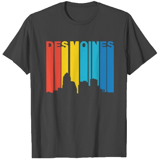 Retro 1970's Style Des Moines Iowa Skyline T Shirts