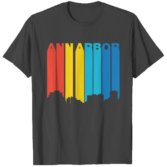 Retro 1970's Style Ann Arbor Michigan Skyline T Shirts