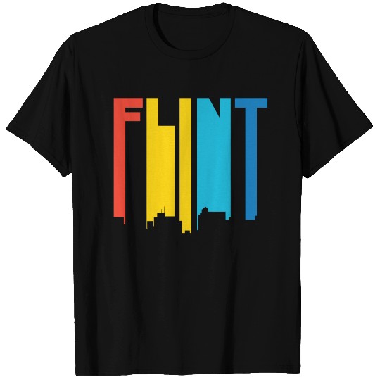 Retro 1970's Style Flint Michigan Skyline T Shirts