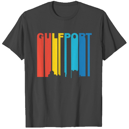 Retro 1970's Style Gulfport Mississippi Skyline T Shirts