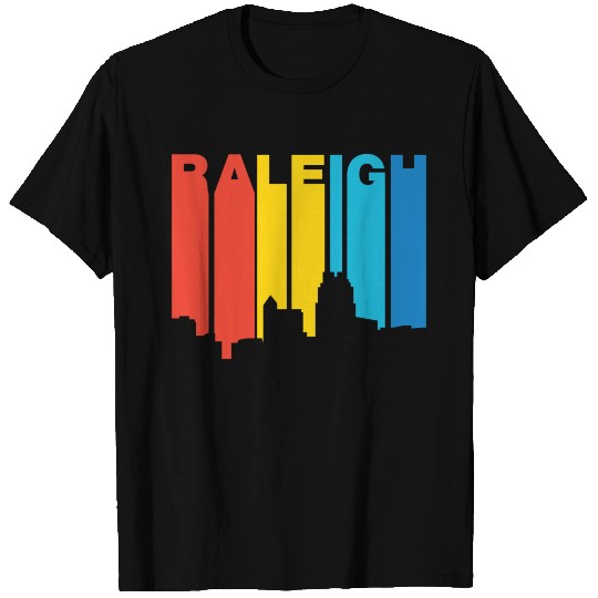 Retro 1970's Style Raleigh North Carolina Skyline T Shirts