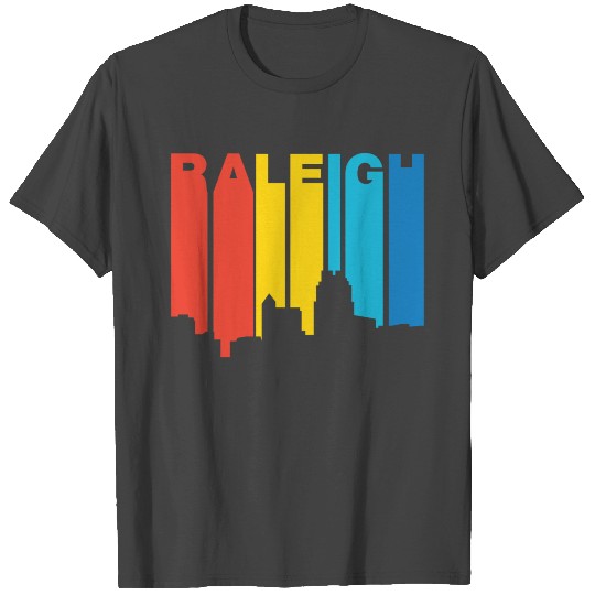 Retro 1970's Style Raleigh North Carolina Skyline T Shirts