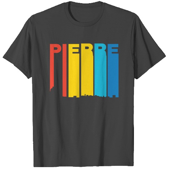 Retro 1970's Style Pierre South Dakota Skyline T Shirts