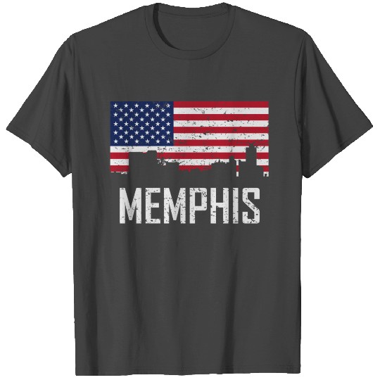 Memphis Tennessee Skyline American Flag T Shirts