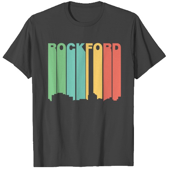Retro 1970's Style Rockford Illinois Skyline T Shirts