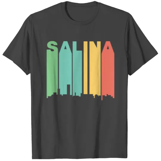 Retro 1970's Style Salina Kansas Skyline T Shirts