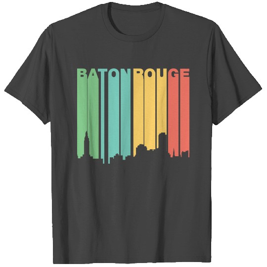 Retro 1970's Style Baton Rouge Louisiana Skyline T Shirts