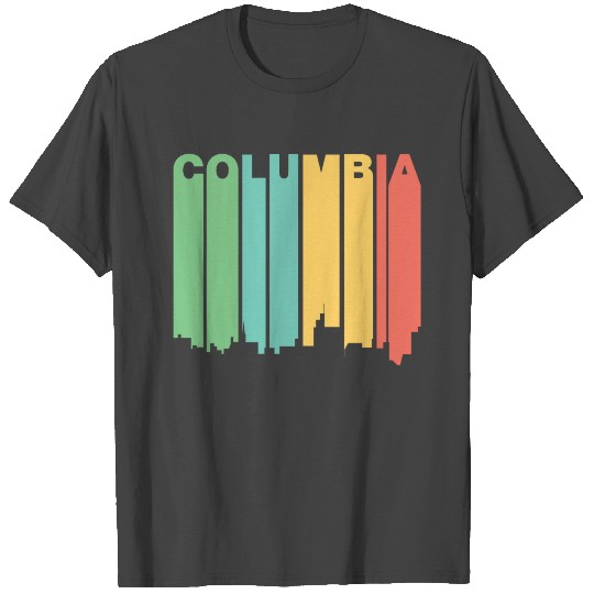 Retro 1970's Style Columbia Missouri Skyline T Shirts