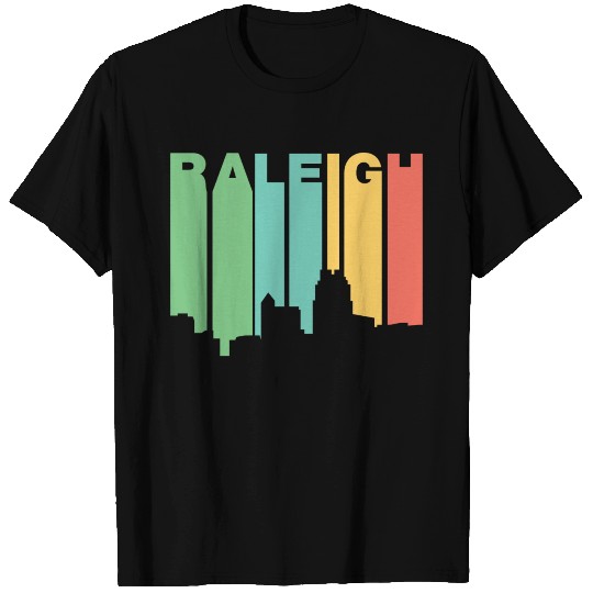 Retro 1970's Style Raleigh North Carolina Skyline T Shirts