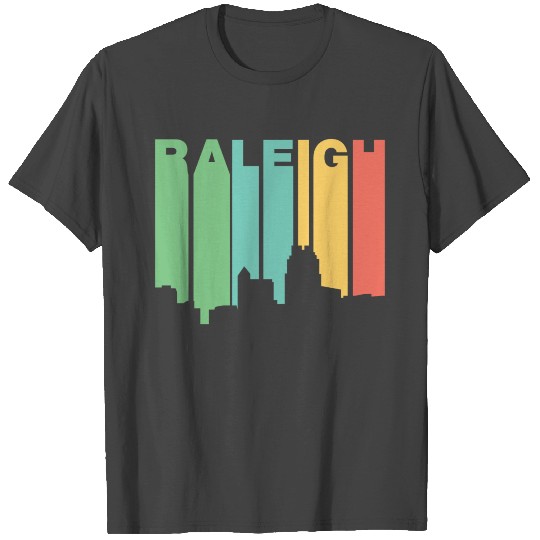 Retro 1970's Style Raleigh North Carolina Skyline T Shirts