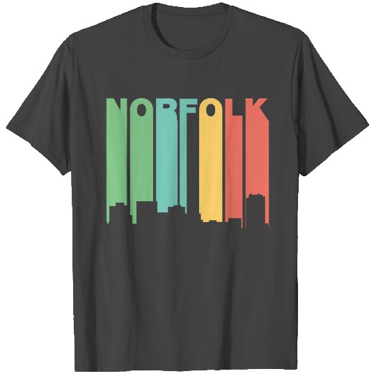 Retro 1970's Style Norfolk Virginia Skyline T Shirts