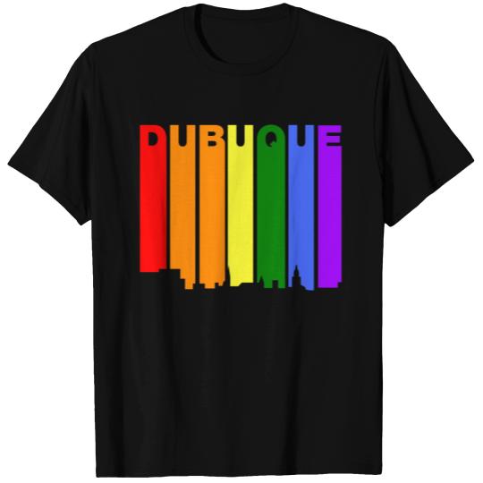 Dubuque Iowa Gay Pride Rainbow Skyline T Shirts