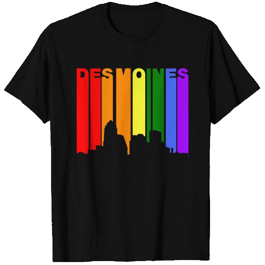 Des Moines Iowa Gay Pride Rainbow Skyline T Shirts