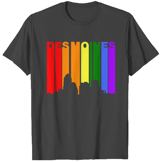 Des Moines Iowa Gay Pride Rainbow Skyline T Shirts