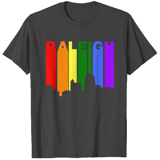 Raleigh North Carolina Gay Pride Rainbow Skyline T Shirts