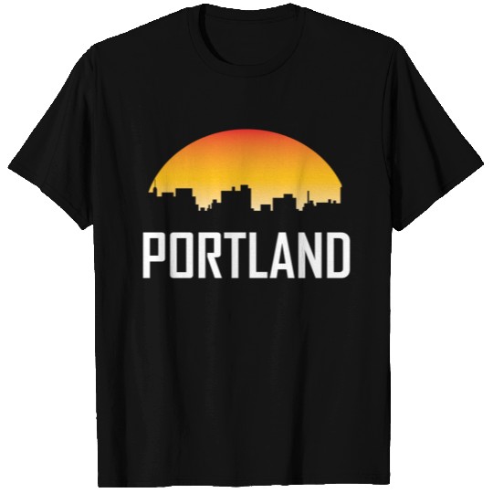 Portland Maine Sunset Skyline T Shirts