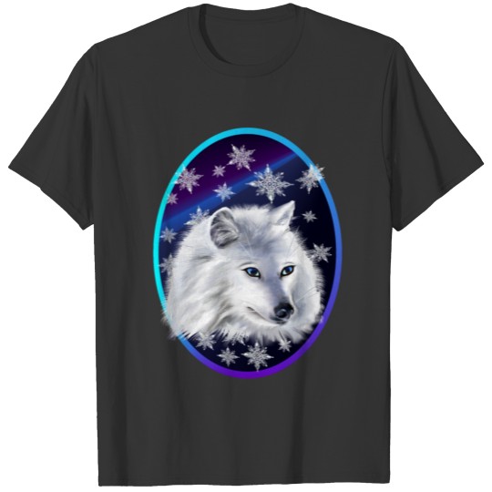 WHITE SNOW WOLF Oval T-shirt