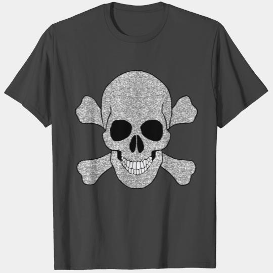 Silver Glitter Skull And Crossbones T Shirts