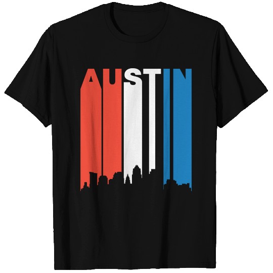 Red White And Blue Austin Texas Skyline T Shirts