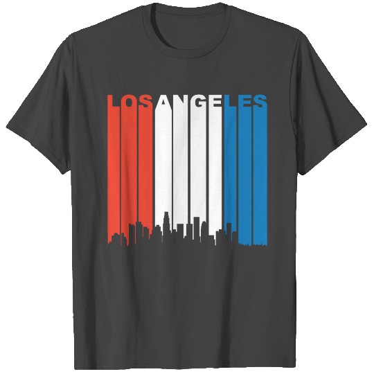 Red White And Blue Los Angeles California Skyline T Shirts