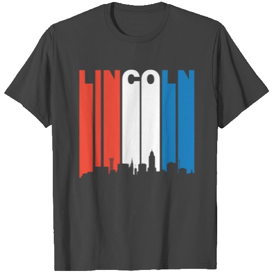 Red White And Blue Lincoln Nebraska Skyline T Shirts