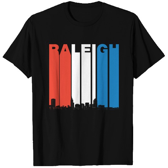 Red White And Blue Raleigh North Carolina Skyline T Shirts