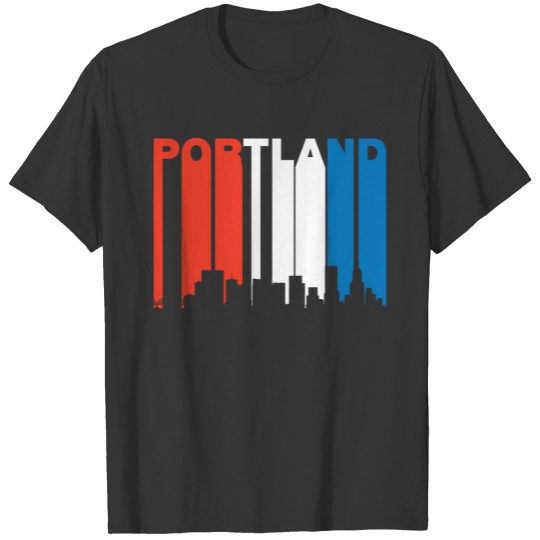 Red White And Blue Portland Oregon Skyline T Shirts