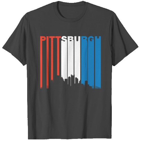 Red White Blue Pittsburgh Pennsylvania Skyline T Shirts