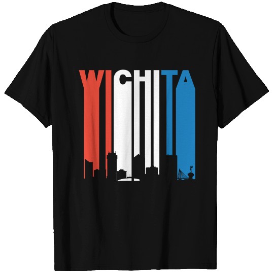 Red White And Blue Wichita Kansas Skyline T Shirts