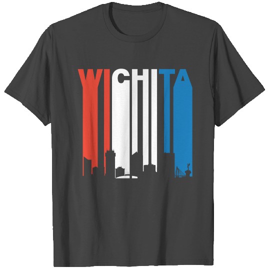 Red White And Blue Wichita Kansas Skyline T Shirts