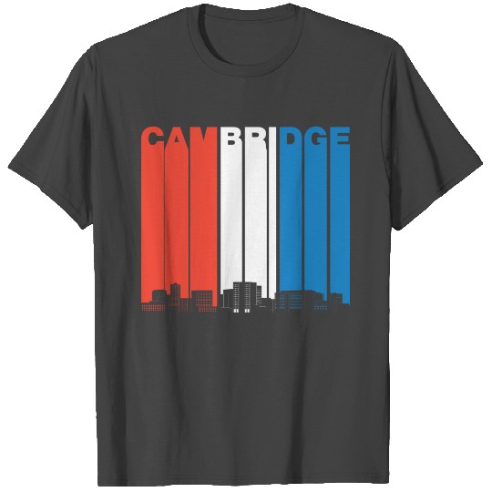 Red White Blue Cambridge Massachusetts Skyline T Shirts