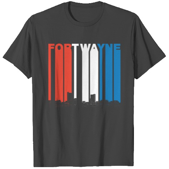 Red White And Blue Fort Wayne Indiana Skyline T Shirts