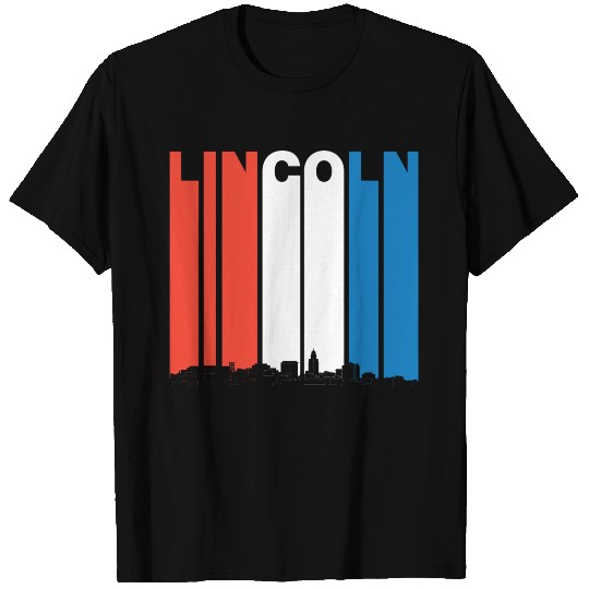 Red White And Blue Lincoln Nebraska Skyline T Shirts